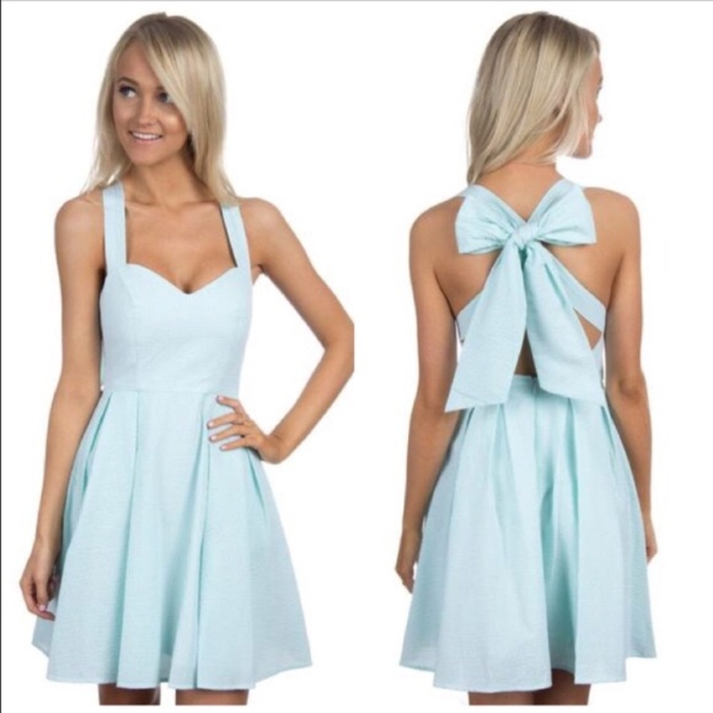 Lauren James Livingston dress in mint seersucker